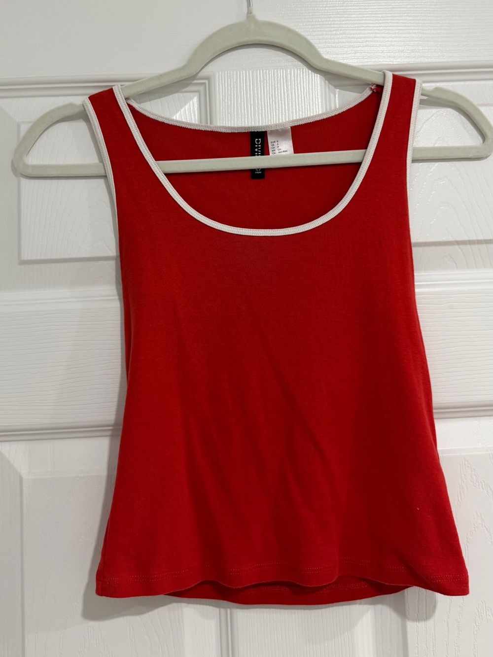 H&M Red Scoop Neck Tank Top with White Trim